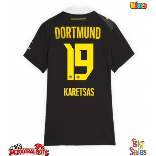 Borussia Dortmund Konstantinos Karetsas #19 Replica Away Stadium Shirt for Women 2026-27 Short Sleeve